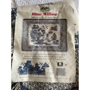 Turtle Creek Blue Willow 100% Cotton 48" X 60" Afghan Throw Blanket Pre-Washed &